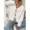 imageArachampampCloz Womens Cozy Cotton Tie Front Fall Trendy Bow Cardigan Sweaters 2025White