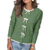 imageArachampampCloz Womens Bow Sweaters Fall Color Block Casual Cardigan Sweaters 2025Dark Greenapricot