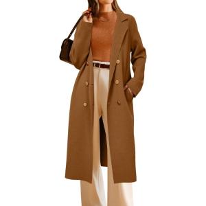 imageArachampampCloz Womens Wool Blend Double Breasted Winter Outfits Long Cardigan Sweater Coat 2025Camel