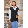 imageArachampampCloz Womens Wool Blend Side Slit High Low Versatile V Neck Fall Tunic Sweater Vests 2025Black