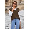 imageArachampampCloz Womens Wool Blend Side Slit High Low Versatile V Neck Fall Tunic Sweater Vests 2025Brown