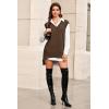 imageArachampampCloz Womens Wool Blend Side Slit High Low Versatile V Neck Fall Tunic Sweater Vests 2025Brown