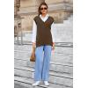 imageArachampampCloz Womens Wool Blend Side Slit High Low Versatile V Neck Fall Tunic Sweater Vests 2025Brown