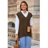 imageArachampampCloz Womens Wool Blend Side Slit High Low Versatile V Neck Fall Tunic Sweater Vests 2025Brown