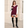 imageArachampampCloz Womens Wool Blend Side Slit High Low Versatile V Neck Fall Tunic Sweater Vests 2025Dark Red
