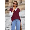 imageArachampampCloz Womens Wool Blend Side Slit High Low Versatile V Neck Fall Tunic Sweater Vests 2025Dark Red