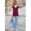 imageArachampampCloz Womens Wool Blend Side Slit High Low Versatile V Neck Fall Tunic Sweater Vests 2025Dark Red