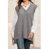 imageArachampampCloz Womens Wool Blend Side Slit High Low Versatile V Neck Fall Tunic Sweater Vests 2025Grey
