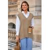 imageArachampampCloz Womens Wool Blend Side Slit High Low Versatile V Neck Fall Tunic Sweater Vests 2025Khaki