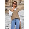 imageArachampampCloz Womens Wool Blend Side Slit High Low Versatile V Neck Fall Tunic Sweater Vests 2025Khaki