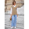 imageArachampampCloz Womens Wool Blend Side Slit High Low Versatile V Neck Fall Tunic Sweater Vests 2025Khaki