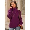 imageArachampampCloz Womens Wool Blend Turtleneck Fall Winter Casual Ribbed Oversized Sweater Tops 2025Dark Red