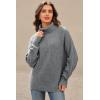 imageArachampampCloz Womens Wool Blend Turtleneck Fall Winter Casual Ribbed Oversized Sweater Tops 2025Grey