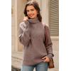 imageArachampampCloz Womens Wool Blend Turtleneck Fall Winter Casual Ribbed Oversized Sweater Tops 2025Khaki