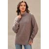 imageArachampampCloz Womens Wool Blend Turtleneck Fall Winter Casual Ribbed Oversized Sweater Tops 2025Khaki