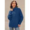 imageArachampampCloz Womens Wool Blend Turtleneck Fall Winter Casual Ribbed Oversized Sweater Tops 2025Navy Blue