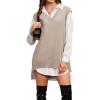 imageArachampampCloz Womens Wool Blend Side Slit High Low Versatile V Neck Fall Tunic Sweater Vests 2025Oatmeal