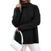 imageArachampampCloz Womens Wool Blend Turtleneck Fall Winter Casual Ribbed Oversized Sweater Tops 2025Black