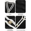 imageArachampampCloz Summer Sweater Vest Women Spring Cap Sleeve V Neck Striped Button Casual Cardigan Sweater Knit Tank Tops 2025Blackwhite