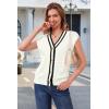 imageArachampampCloz Summer Sweater Vest Women Spring Cap Sleeve V Neck Striped Button Casual Cardigan Sweater Knit Tank Tops 2025Whiteblack