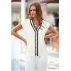 imageArachampampCloz Summer Sweater Vest Women Spring Cap Sleeve V Neck Striped Button Casual Cardigan Sweater Knit Tank Tops 2025Whiteblack
