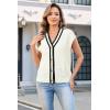 imageArachampampCloz Summer Sweater Vest Women Spring Cap Sleeve V Neck Striped Button Casual Cardigan Sweater Knit Tank Tops 2025Whiteblack