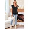 imageArachampampCloz Sweaters Vest Women Fall Fleece Sleeveless V Neck Loose Ribbed Knit Pullover Sweater Vest Tops for WomenBlack