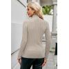 imageArachampampCloz Womens Fall Ribbed Wool Blend Sweater Mock Neck Casual Outfits Long Sleeve Fitted Tops Trendy 2024Apricot