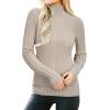 imageArachampampCloz Womens Fall Ribbed Wool Blend Sweater Mock Neck Casual Outfits Long Sleeve Fitted Tops Trendy 2024Apricot