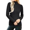 imageArachampampCloz Womens Fall Ribbed Wool Blend Sweater Mock Neck Casual Outfits Long Sleeve Fitted Tops Trendy 2024Black