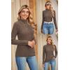 imageArachampampCloz Womens Fall Ribbed Wool Blend Sweater Mock Neck Casual Outfits Long Sleeve Fitted Tops Trendy 2024Brown