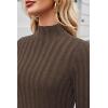 imageArachampampCloz Womens Fall Ribbed Wool Blend Sweater Mock Neck Casual Outfits Long Sleeve Fitted Tops Trendy 2024Brown