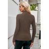 imageArachampampCloz Womens Fall Ribbed Wool Blend Sweater Mock Neck Casual Outfits Long Sleeve Fitted Tops Trendy 2024Brown