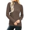 imageArachampampCloz Womens Fall Ribbed Wool Blend Sweater Mock Neck Casual Outfits Long Sleeve Fitted Tops Trendy 2024Brown
