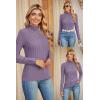 imageArachampampCloz Womens Fall Ribbed Wool Blend Sweater Mock Neck Casual Outfits Long Sleeve Fitted Tops Trendy 2024Grey Purple