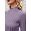 imageArachampampCloz Womens Fall Ribbed Wool Blend Sweater Mock Neck Casual Outfits Long Sleeve Fitted Tops Trendy 2024Grey Purple