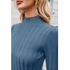 imageArachampampCloz Womens Fall Ribbed Wool Blend Sweater Mock Neck Casual Outfits Long Sleeve Fitted Tops Trendy 2024Lake Blue