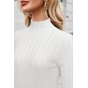 imageArachampampCloz Womens Fall Ribbed Wool Blend Sweater Mock Neck Casual Outfits Long Sleeve Fitted Tops Trendy 2024Offwhite