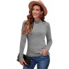 imageArachampampCloz Womens Fitted Pullover Sweaters Long Sleeve Mock Neck Knitted Tops Fall Fashion 2022Greyb