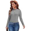 imageArachampampCloz Womens Fitted Pullover Sweaters Long Sleeve Mock Neck Knitted Tops Fall Fashion 2022Greyb
