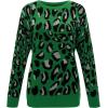 imageArachampampCloz Womens Leopard Print Long Sleeve Crew Neck Casual Knitted Pullover Sweater TopsGreen