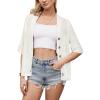 imageArachampampCloz Womens Lightweight Cardigan Short Sleeve Shrugs Button Crochet Knit Fashion Sweaters Tops Cozy Clouds Beige