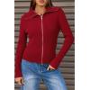 imageArachampampCloz Womens Wool Blend Fall Fashion Zip Up Cardigan Sweaters 2025 TrendyDark Red