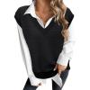 imageArachampampCloz Sweaters Vest Women Fall Fleece Sleeveless V Neck Loose Ribbed Knit Pullover Sweater Vest Tops for WomenBlack