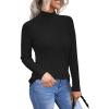 imageArachampampCloz Womens Fall Ribbed Wool Blend Sweater Mock Neck Casual Outfits Long Sleeve Fitted Tops Trendy 2024Black