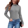 imageArachampampCloz Womens Fitted Pullover Sweaters Long Sleeve Mock Neck Knitted Tops Fall Fashion 2022Greyb