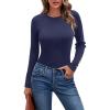 imageArachampampCloz Womens Fitted Pullover Sweaters Long Sleeve Mock Neck Knitted Tops Fall Fashion 2022Navy