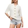 imageArachampampCloz Womens Lightweight Cardigan Short Sleeve Shrugs Button Crochet Knit Fashion Sweaters Tops Cozy Clouds Beige
