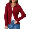 imageArachampampCloz Womens Wool Blend Fall Fashion Zip Up Cardigan Sweaters 2025 TrendyDark Red
