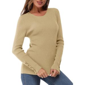 imageArachampampCloz Womens Fitted Pullover Sweaters Long Sleeve Mock Neck Knitted Tops Fall Fashion 2022Dark Apricot